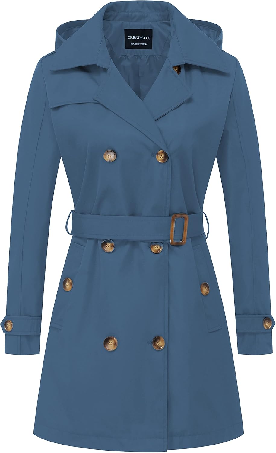 CREATMO US Women's Trench Coat: Classic Double-Breasted Style
