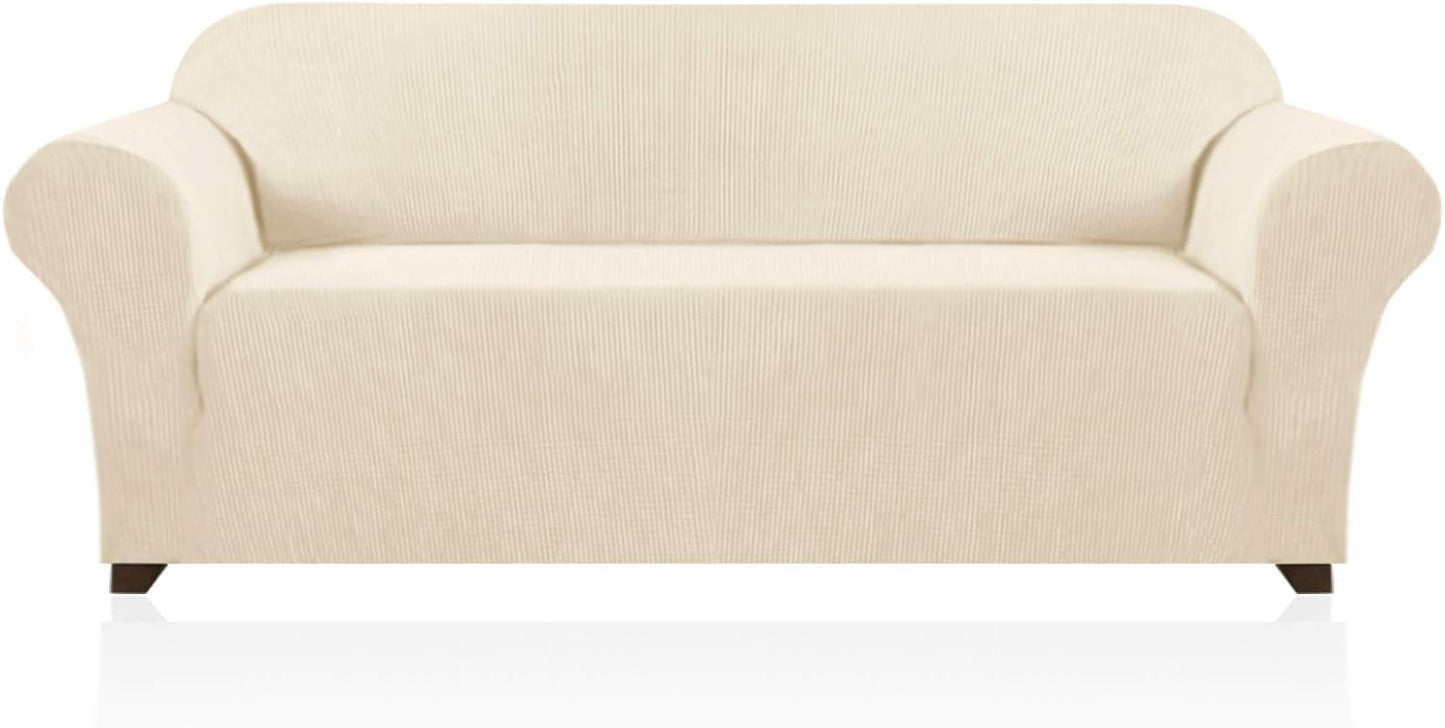 PrinceDeco Stretch Sofa Cover for 3 Cushion Couch - Biscotti Beige