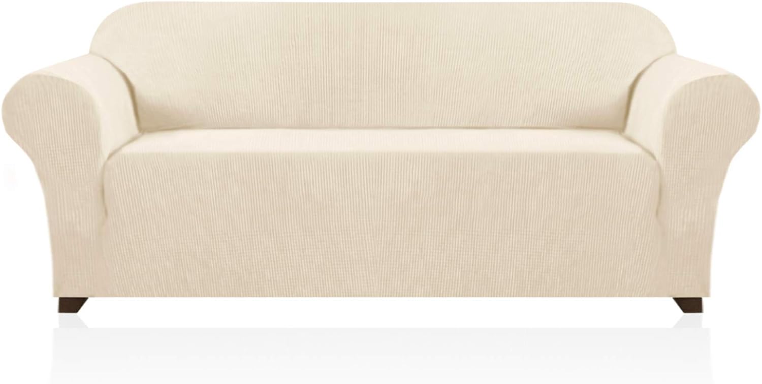 PrinceDeco Stretch Sofa Cover for 3 Cushion Couch - Biscotti Beige