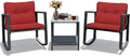 Tangkula 3 Pieces Patio Wicker Rocking Bistro Set for Outdoors
