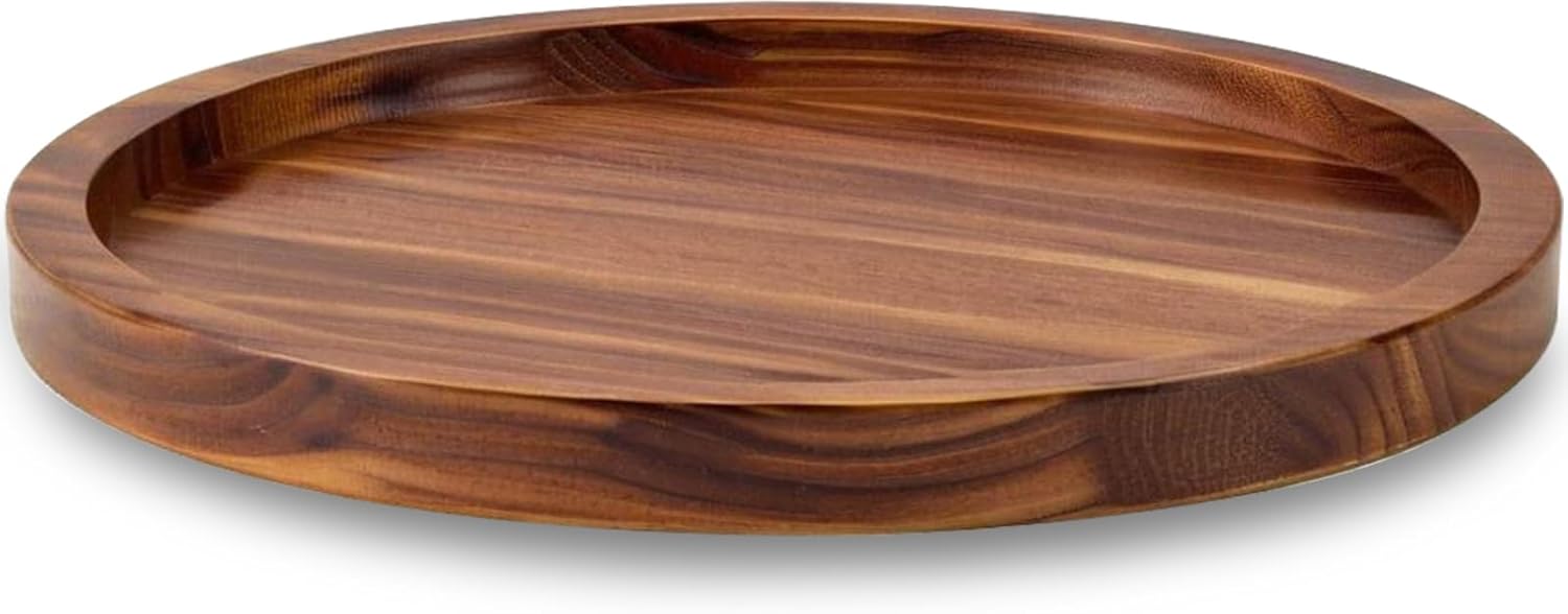 21 in Acacia Wood Lazy Susan Organizer for Kitchen Turntable
