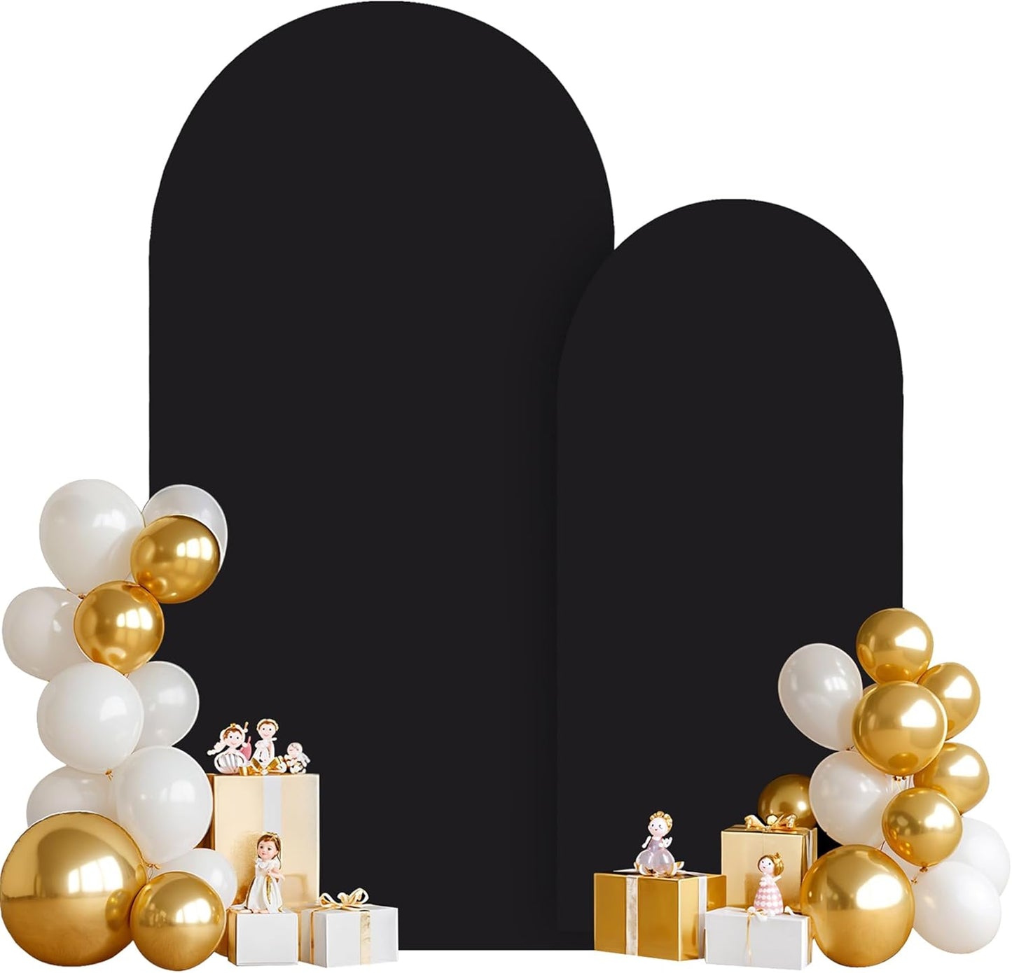 2 Set Black Arch Backdrop Covers for Weddings and Parties