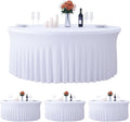 120 in Round White Tablecloth 4-Pack for 5 ft Tables - Fitted Elegance
