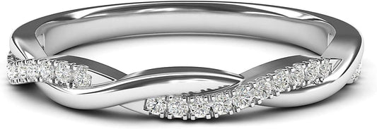 Sterling Silver 2.5mm Petite Twisted Vine Simulated Diamond Ring
