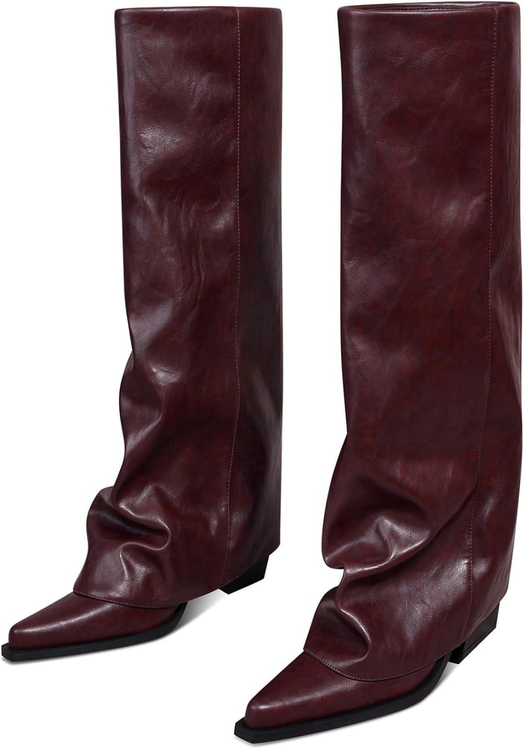 Women's Fold Over Knee High Boots for Wide Calf Stylish Look