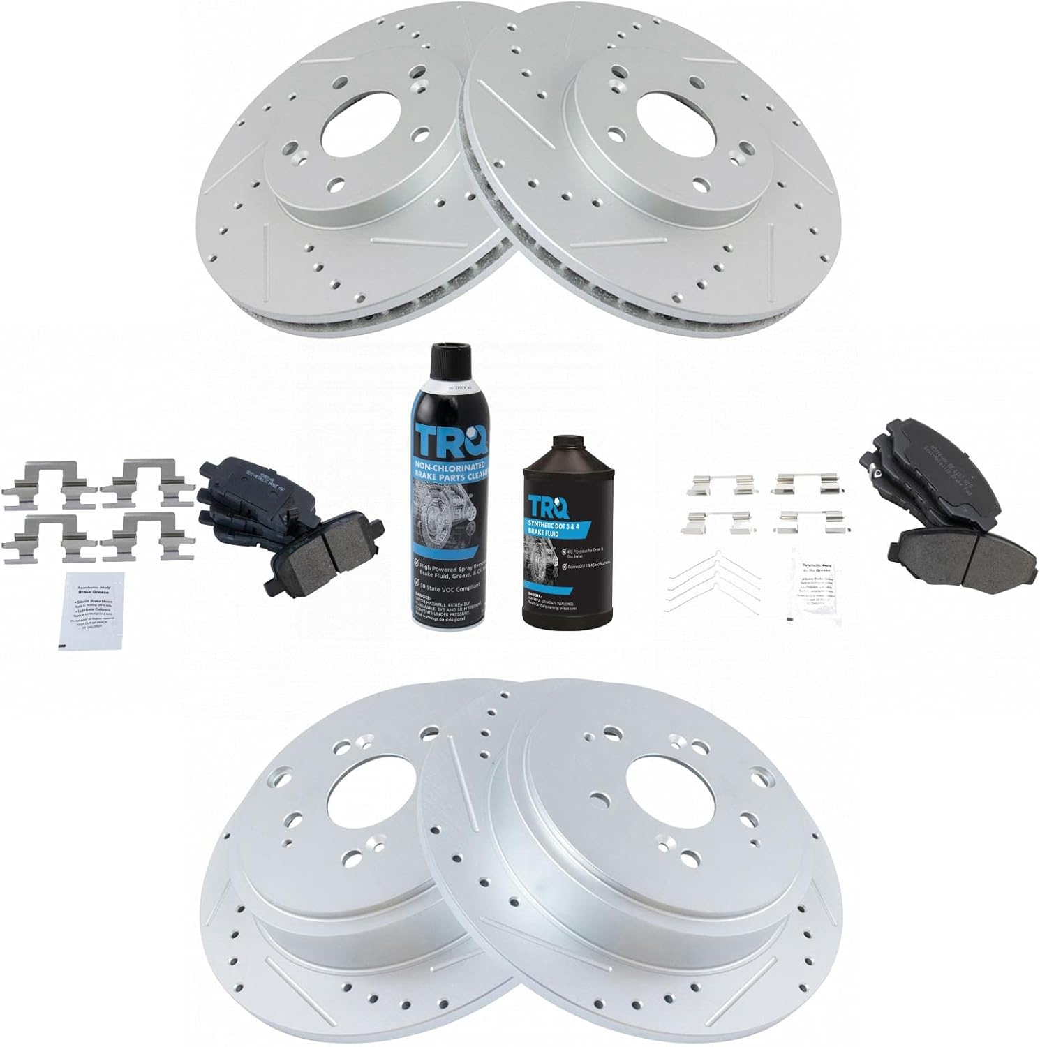 TRQ Performance Brake Pad & Rotor Kit for Honda Pilot 2003-2008