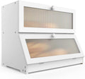Double Layer Bamboo Bread Box with Frosted Window - Large Capacity