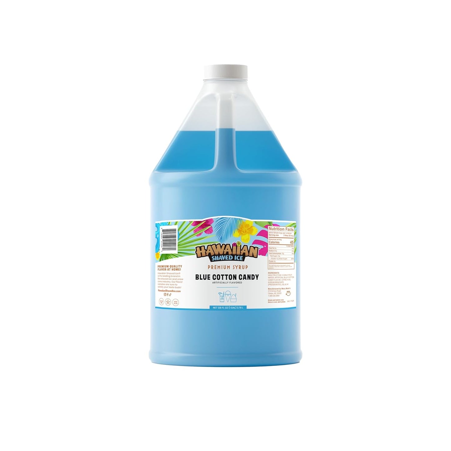 Hawaiian Shaved Ice Blue Cotton Candy Syrup Gallon for Fun Treats