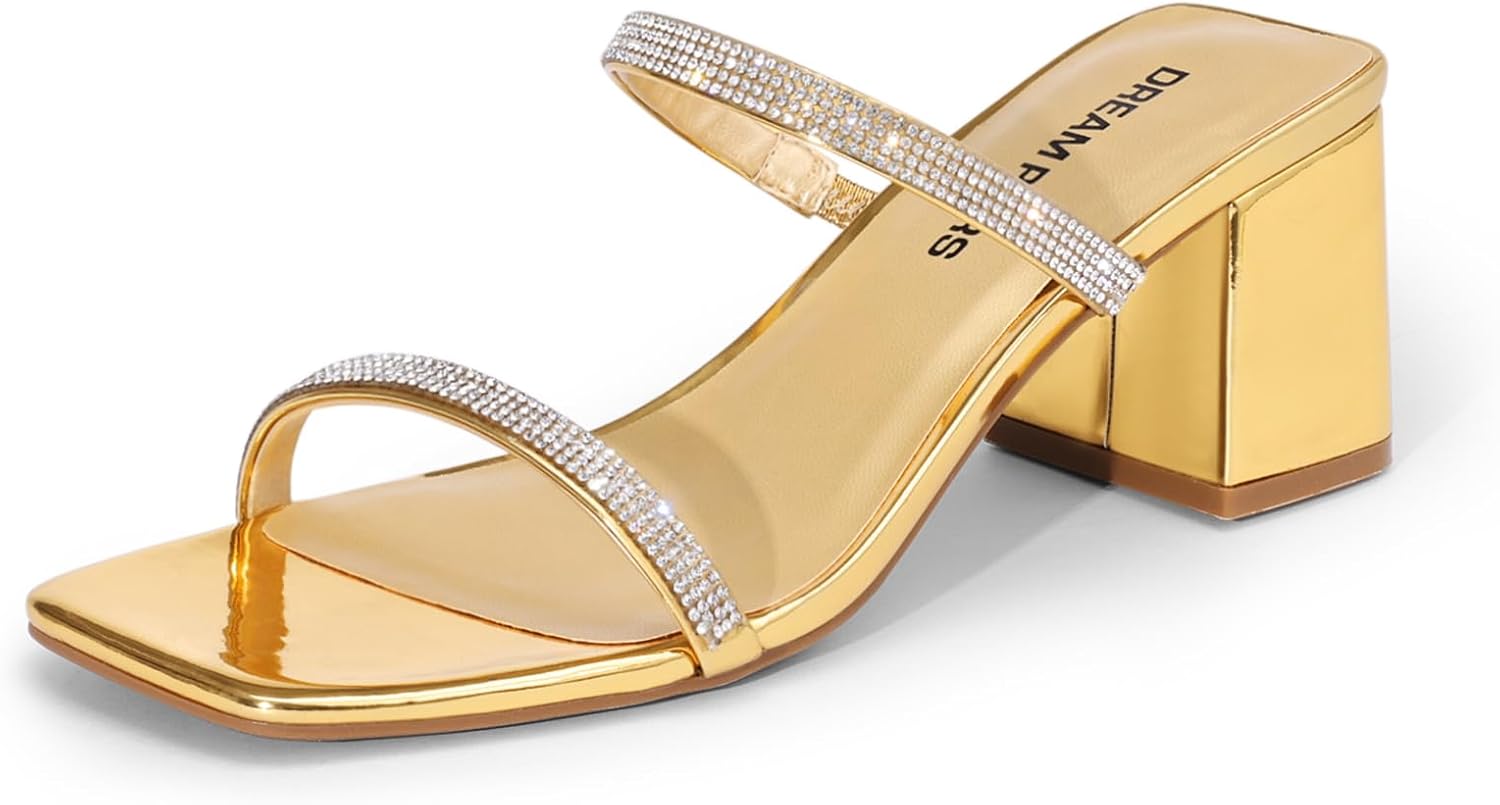 DREAM PAIRS Sandal Heels for Women with Block Chunky Heels