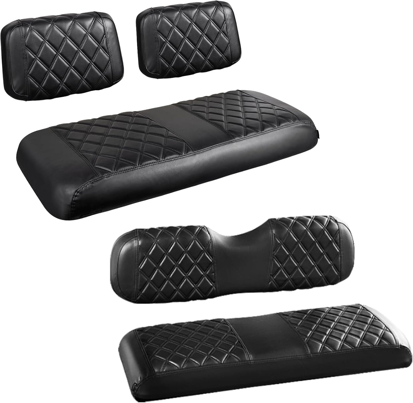 NOKINS 4PCS Golf Cart Diamond Seat Covers Kit for EZGO/Club Car