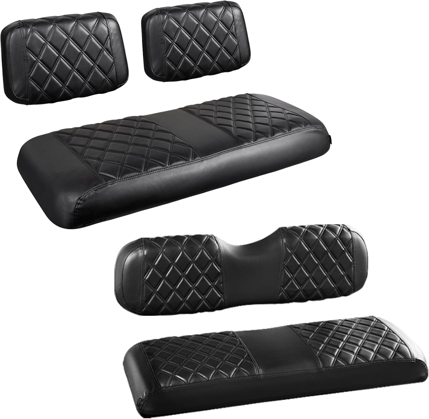NOKINS 4PCS Golf Cart Diamond Seat Covers Kit for EZGO/Club Car