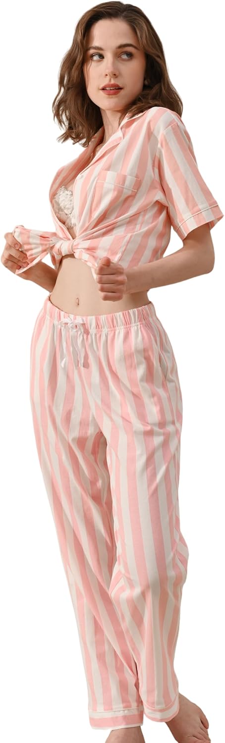 100% Cotton Pajamas for Women Sets Soft Sleepwear Loungewear