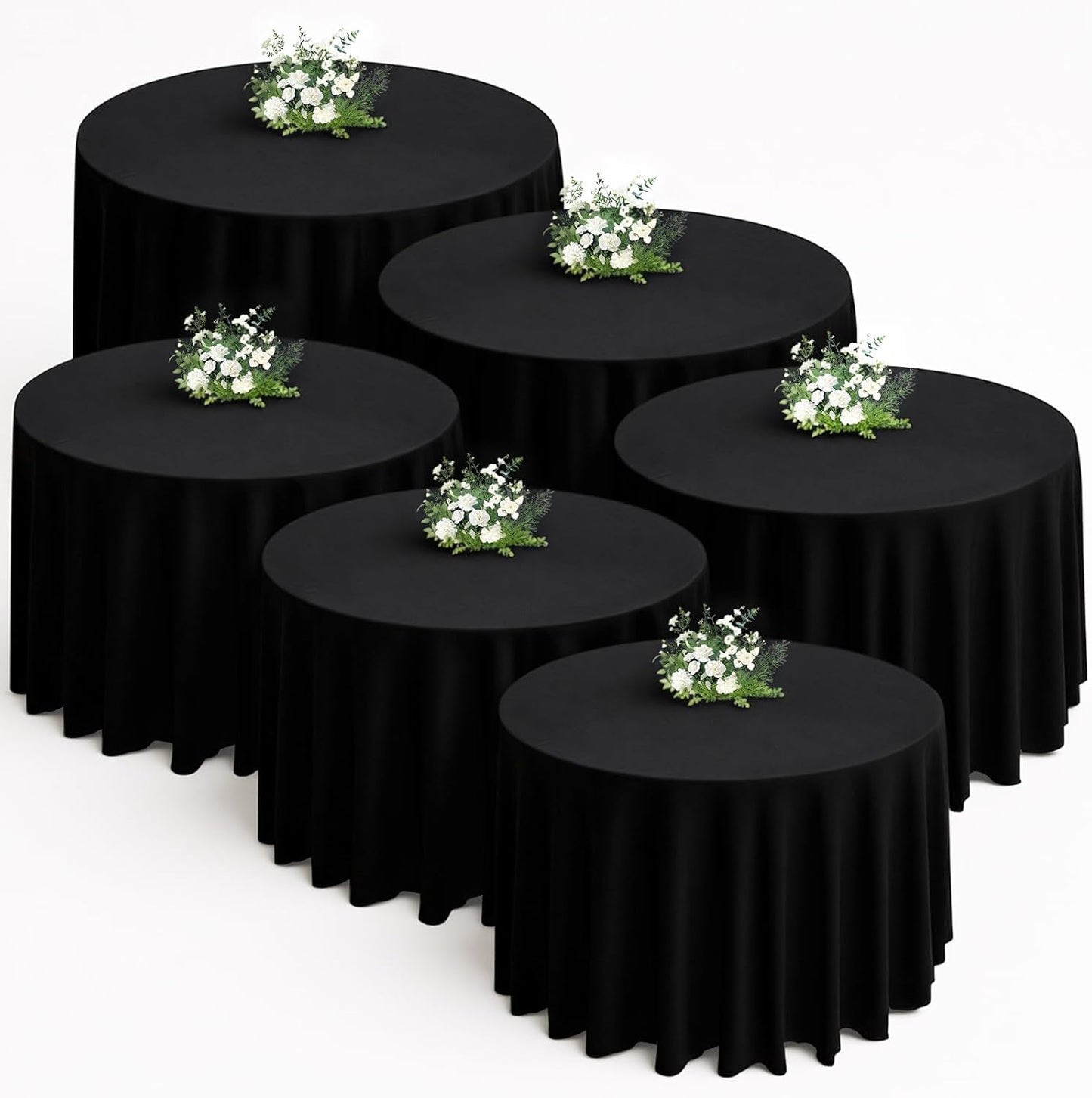 6 Pack 108 Inch Round Polyester Tablecloth for Elegant Events