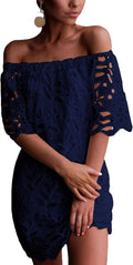 PRETTYGARDEN Off Shoulder Floral Lace Mini Dress (Style Z3ML)