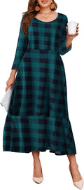 Plus Size 3/4 Sleeve Maxi Dress with Pockets for Everyday Wear