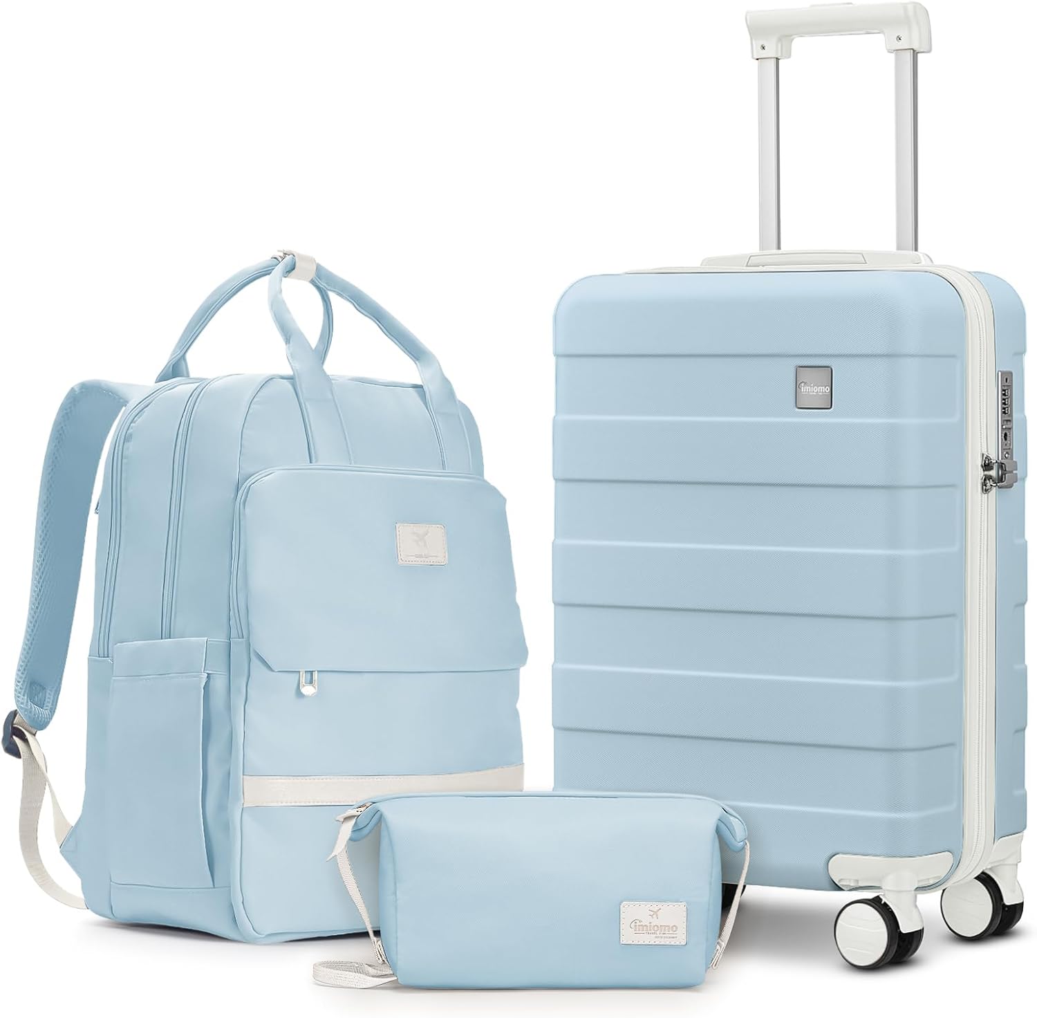 Durable 3 Piece Carry On Luggage Set with Travel Backpack