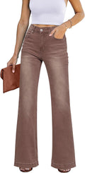 GRAPENT Womens Flare Jeans High Waisted Wide Leg Baggy Jean magenta