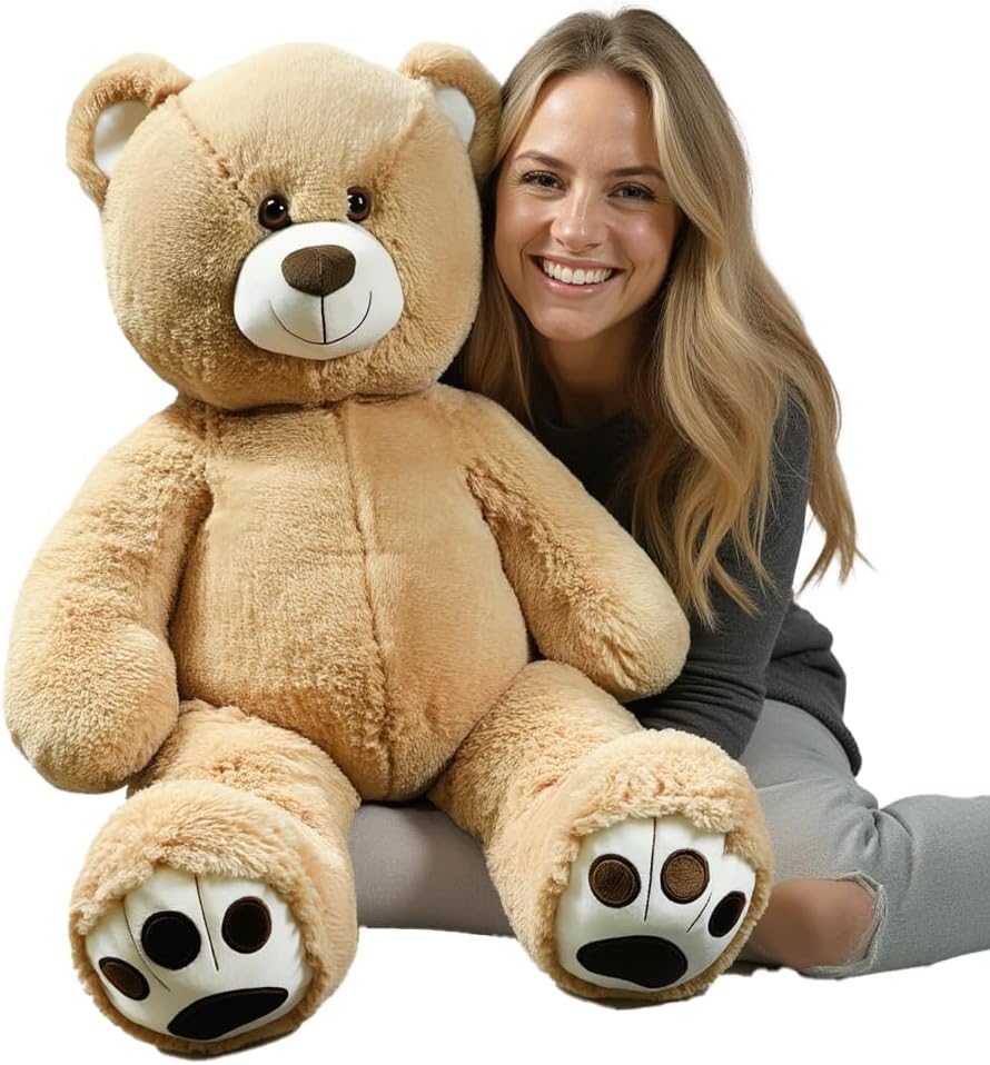 Big Plush Beige Bear 36 in Tall Stuffed Animal for All Ages
