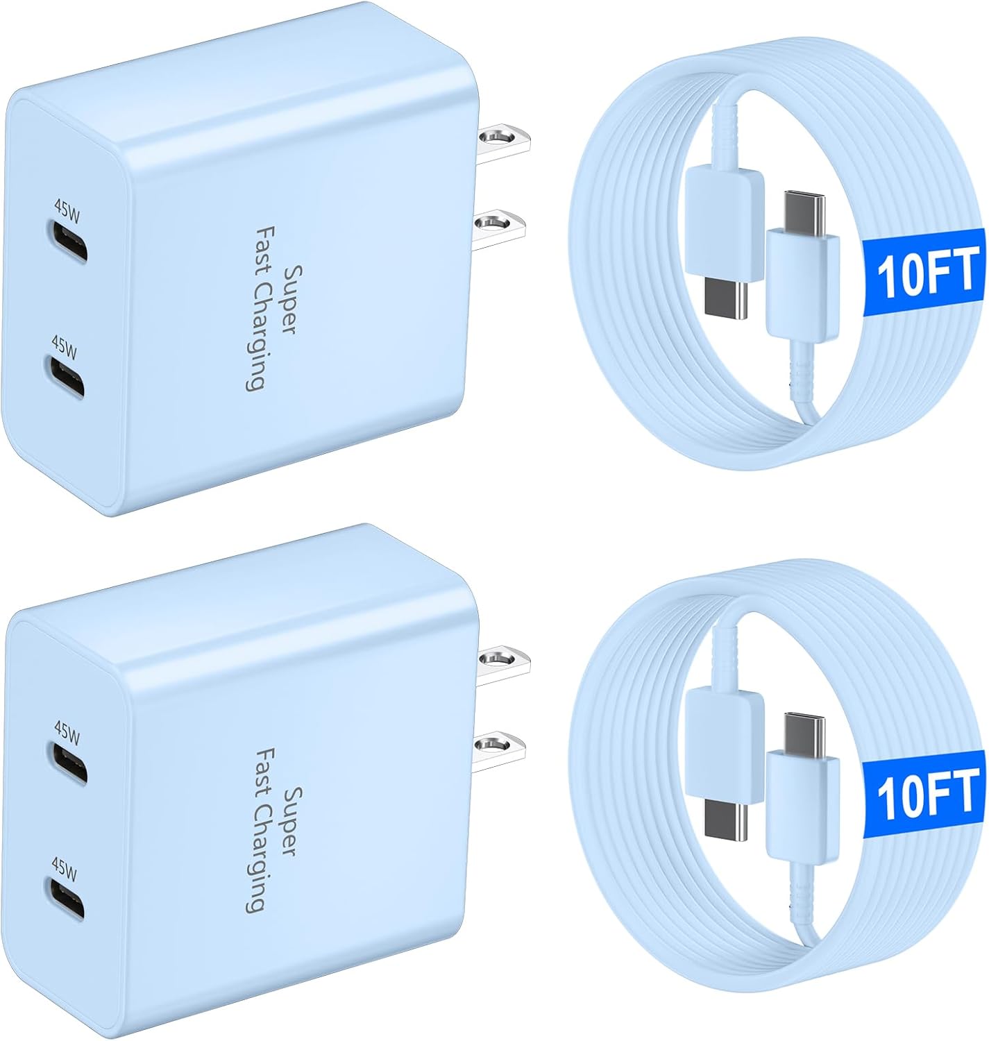45W USB-C Super Fast Charger with 10FT Cable for Samsung Devices