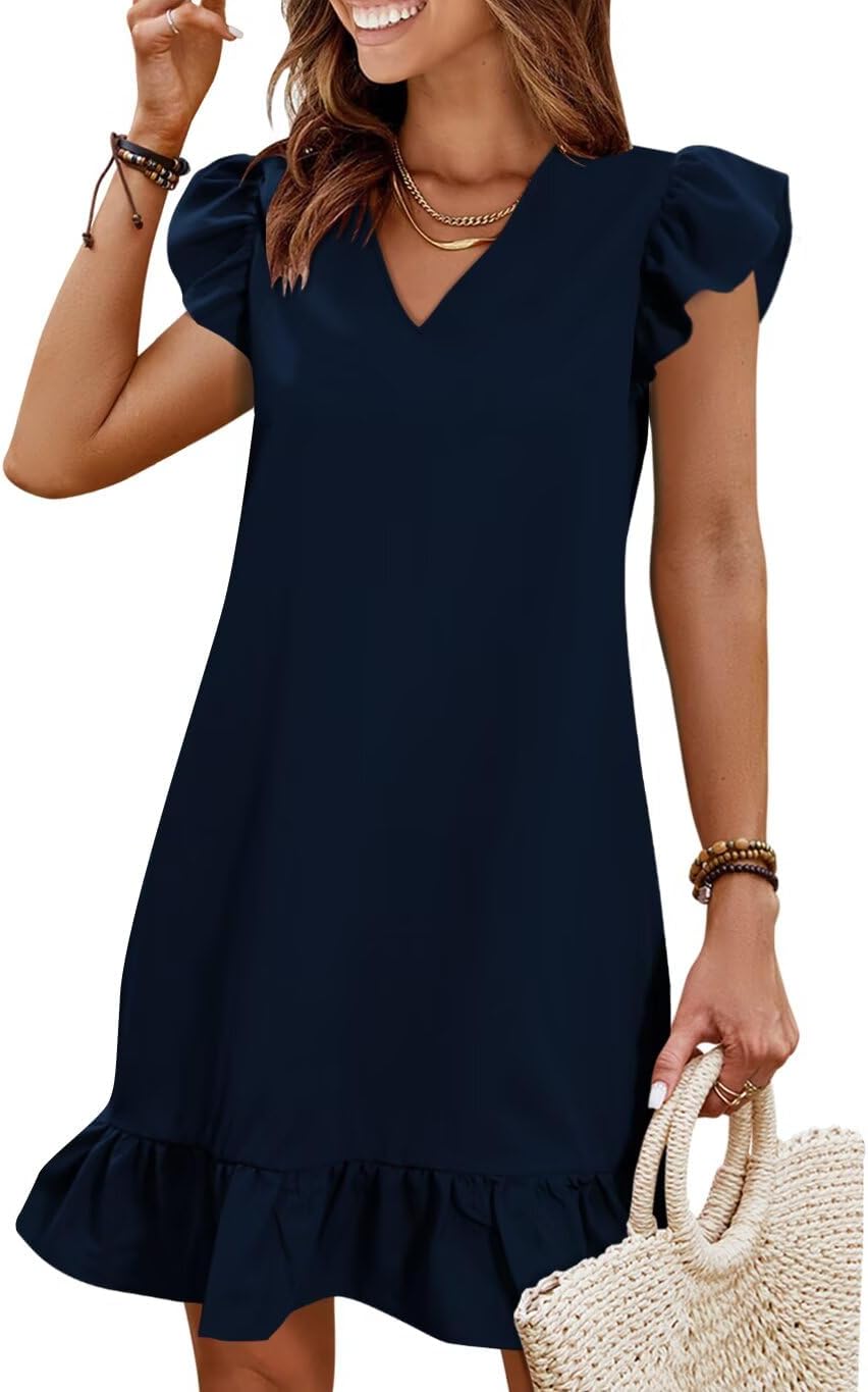 QACOHU Spring Summer Dresses for Women with Ruffle Hem Style