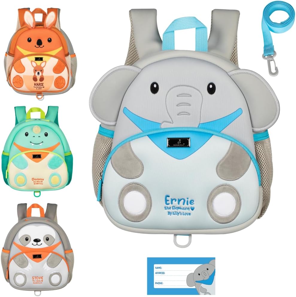BabbleRoo Elephant Toddler Backpack - Safe Leash, Reflective Strips