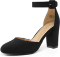 DREAM PAIRS Women's High Heel Ankle Strap Closed Toe Chunky Pumps is