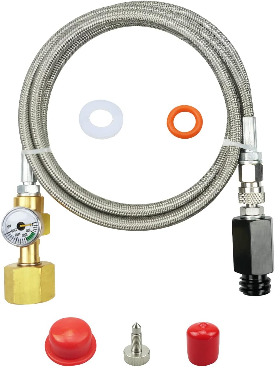 LANDSIN Upgraded 60in Soda Stream Adapter Hose Kit - 4500PSI Pressure Gauge