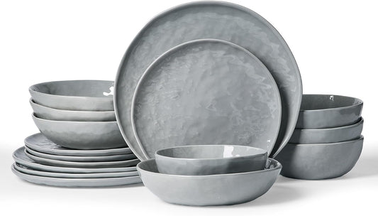 Famiware Porcelain Kitchen Plates and Bowls Set for Modern Dining