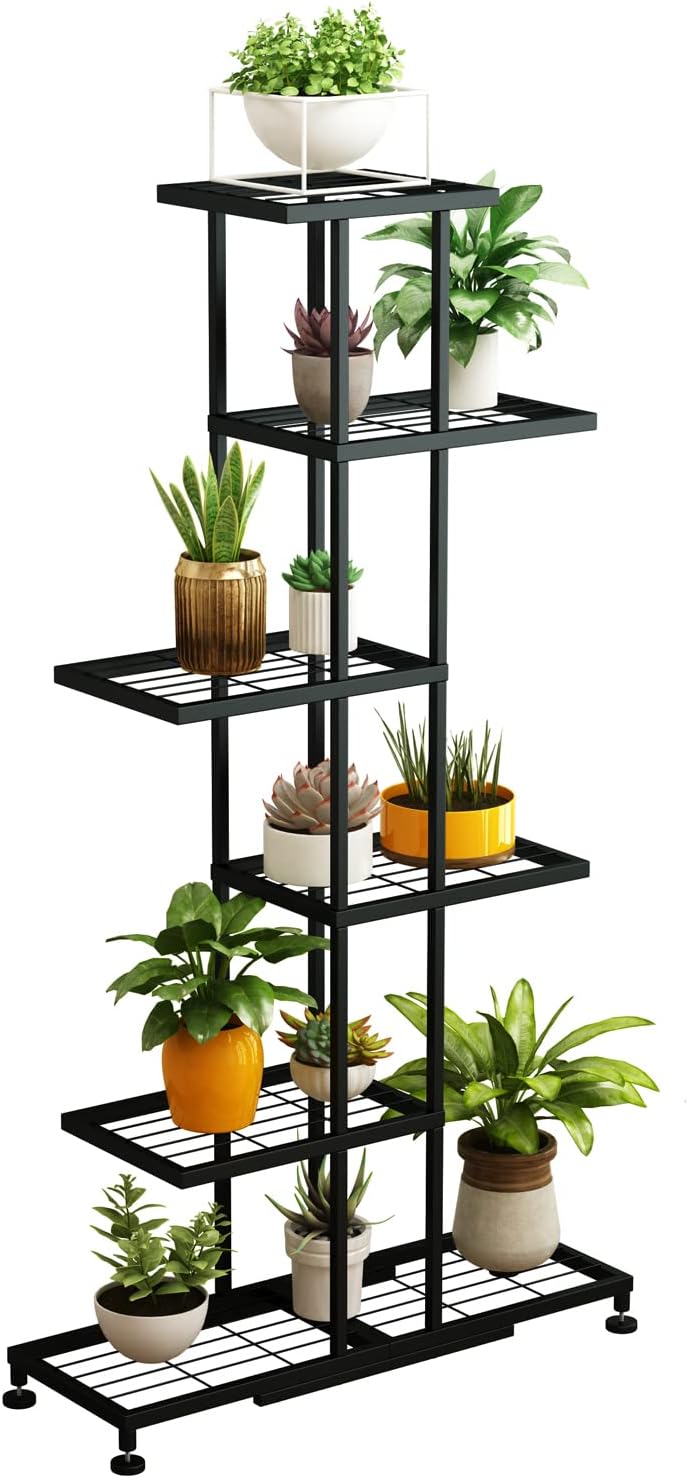 Metal Plant Stand with 6 Tiers for 12 Potted Plants Display
