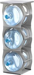 Stackable Water Bottle Storage Rack Silver 3 Plus Shelf - 7 Units