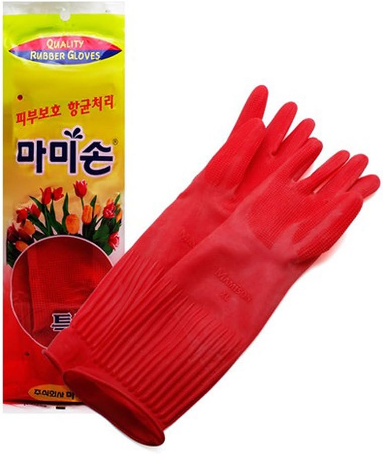 MAMISON Non-Slip XL Kitchen Gloves - Reusable Natural Latex, Korean Quality