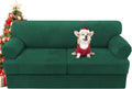 H.VERSAILTEX Velvet T Cushion Sofa Cover 3 Piece - Vintage Green