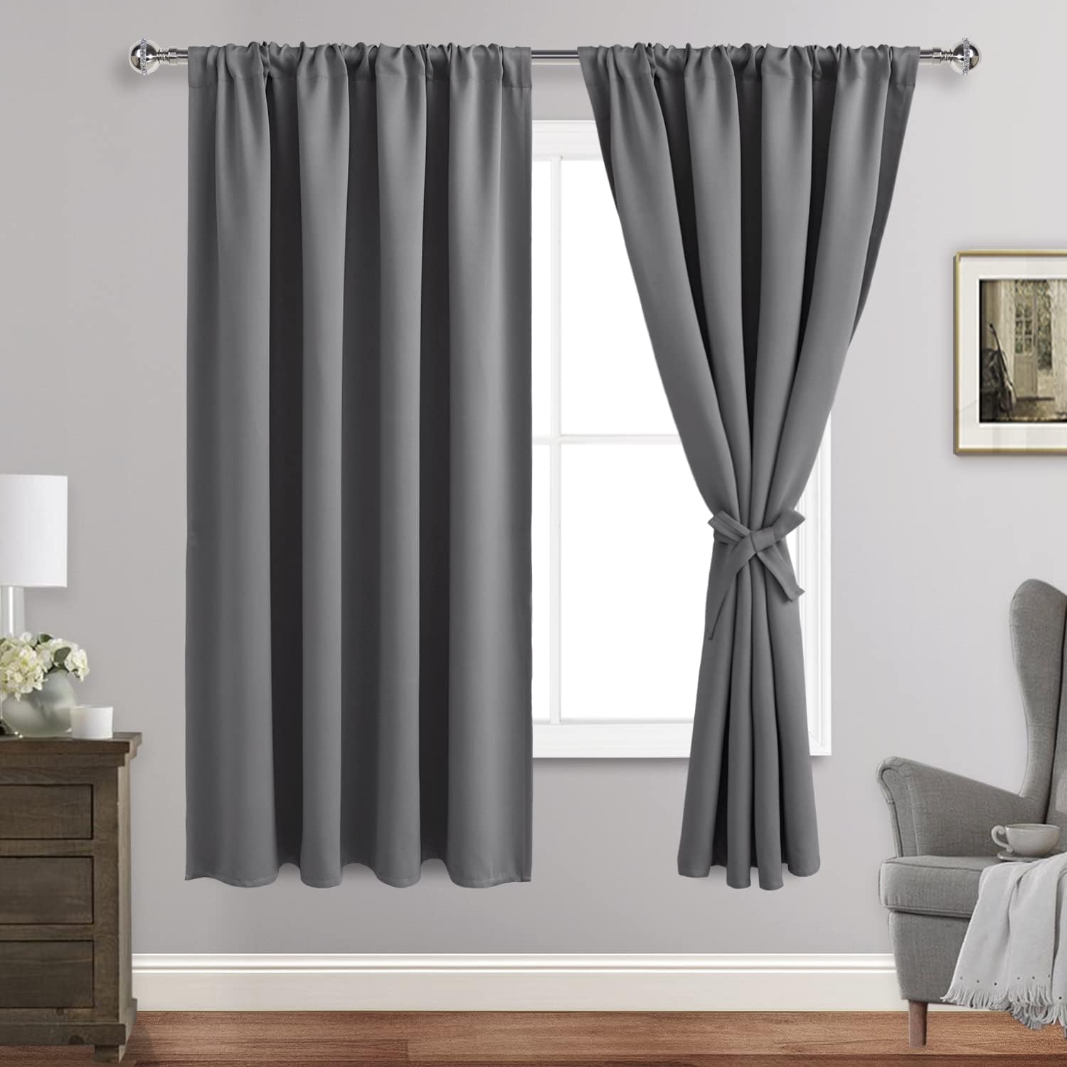 JIUZHEN Blackout Curtains for Bedroom - Thermal Insulated 60x63