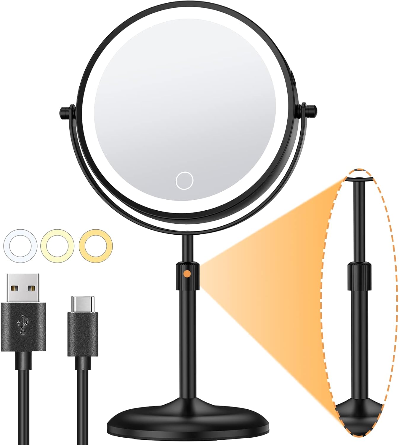Gospire 7 Inch Lighted Makeup Mirror with 10X Magnification