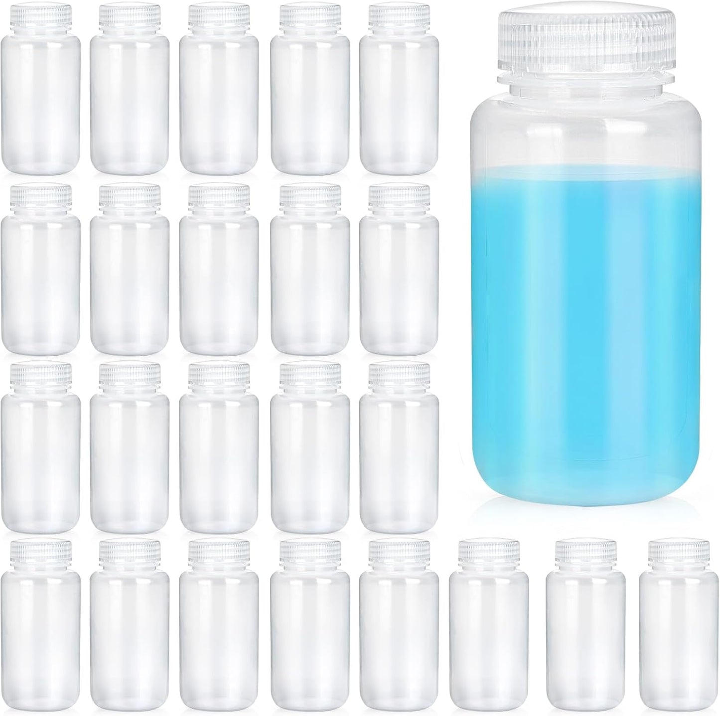 30 Pcs 8oz Plastic Sample Bottles for Lab and Classroom Use