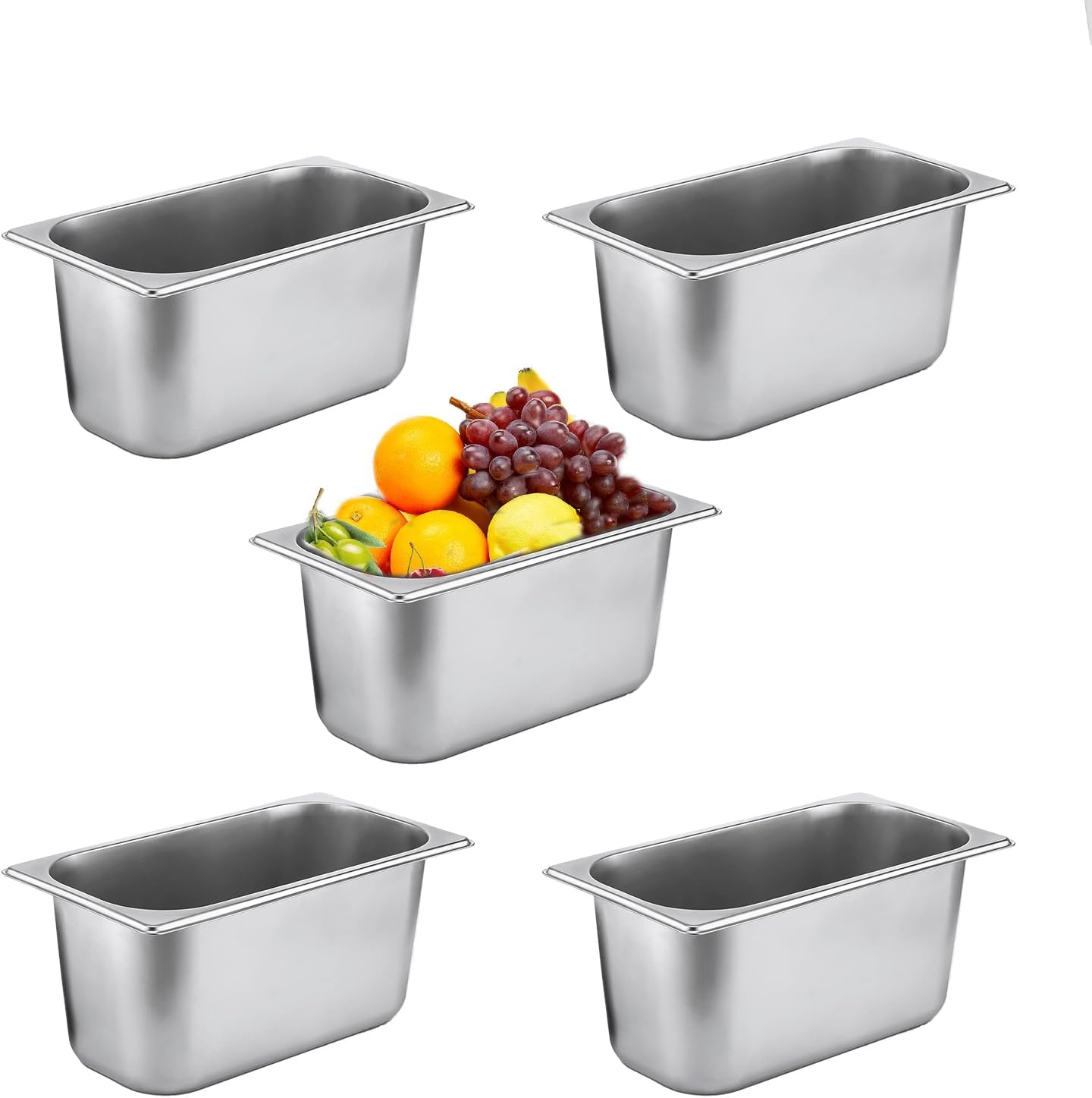 5 Pack Stainless Steel Hotel Pans for Efficient Food Storage