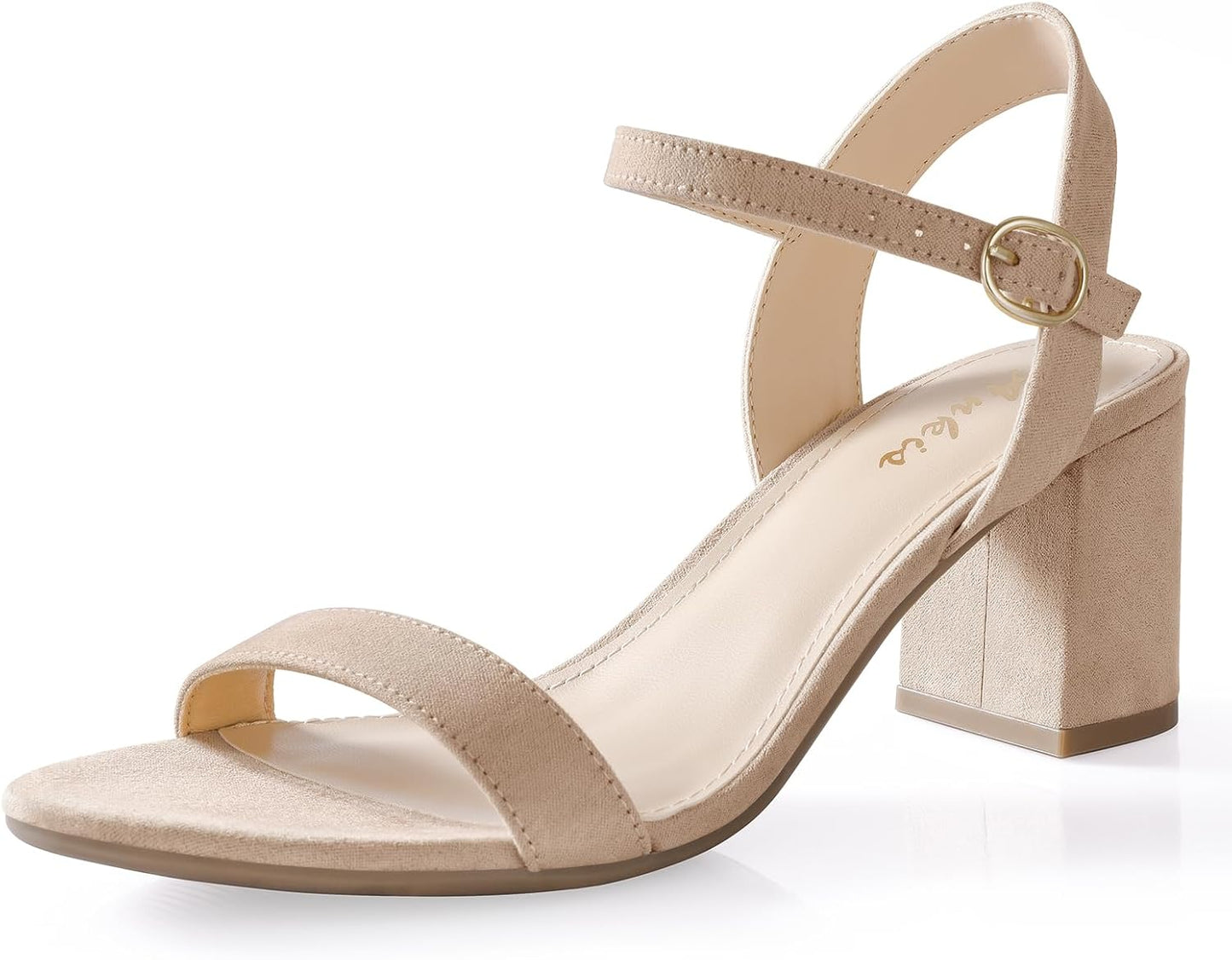 Stylish Nude Black Heels with Chunky Block Heel for Women