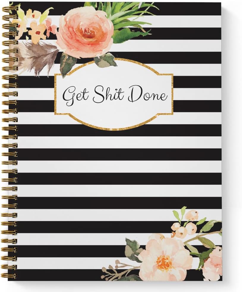 Motivational Checklist Spiral Journal, Durable Gold Wire-o, USA Made