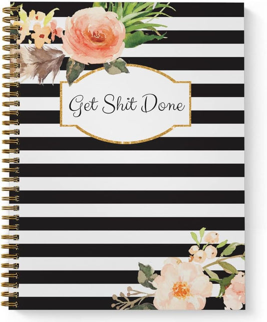 Motivational Checklist Spiral Journal, Durable Gold Wire-o, USA Made