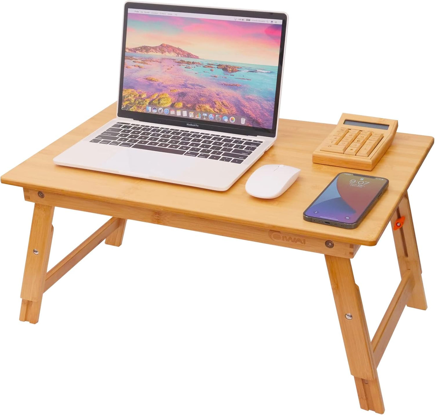 Adjustable Height Lap Desk for Bed, Portable Bamboo Table
