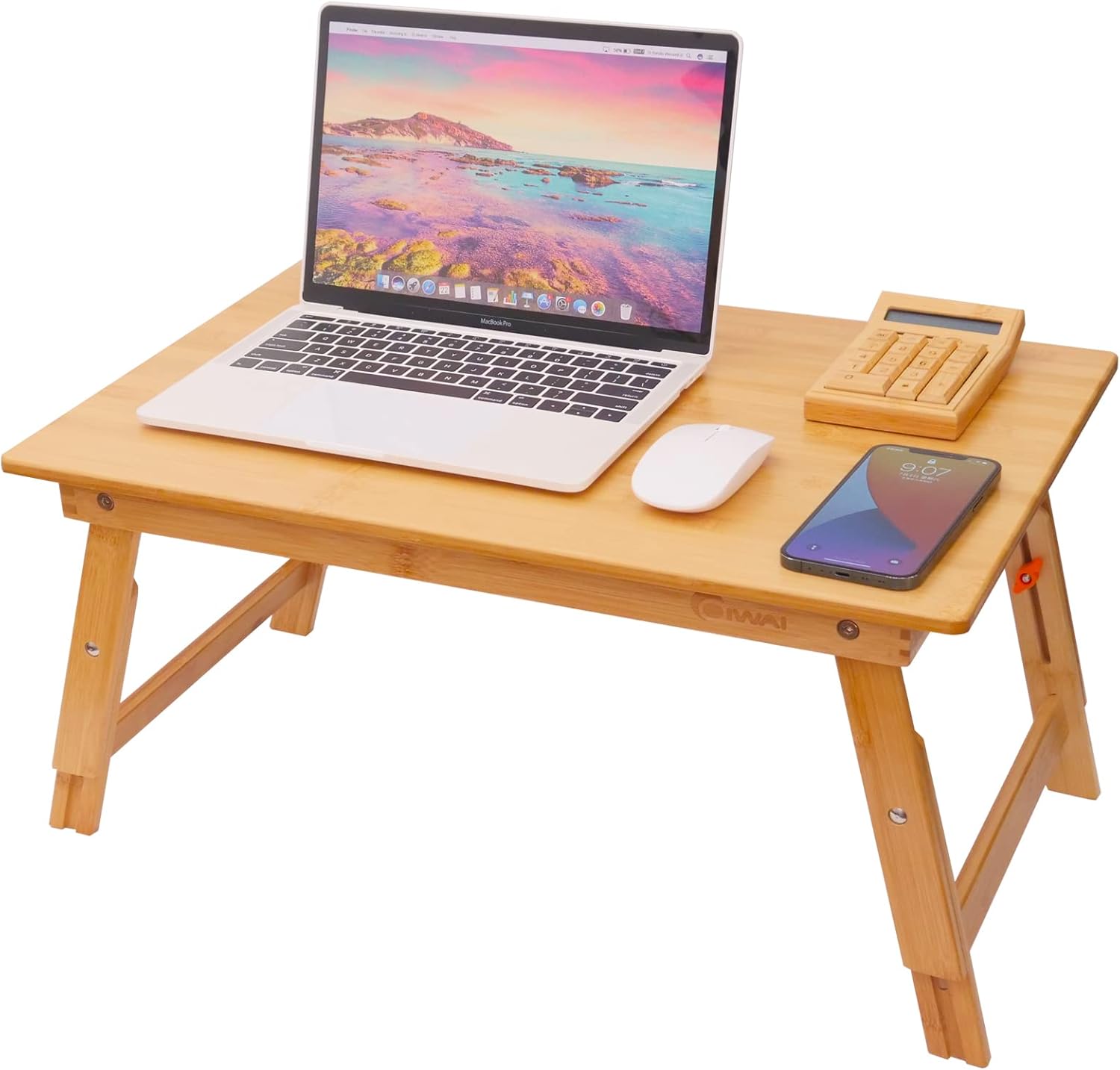 Adjustable Height Lap Desk for Bed, Portable Bamboo Table