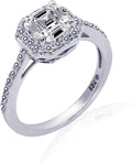 Sterling Silver Asscher Halo Ring for Women - Classic Sparkle