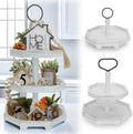 3 Tiered Tray Stand White Tier Serving Tray - Rustic Farmhouse Display