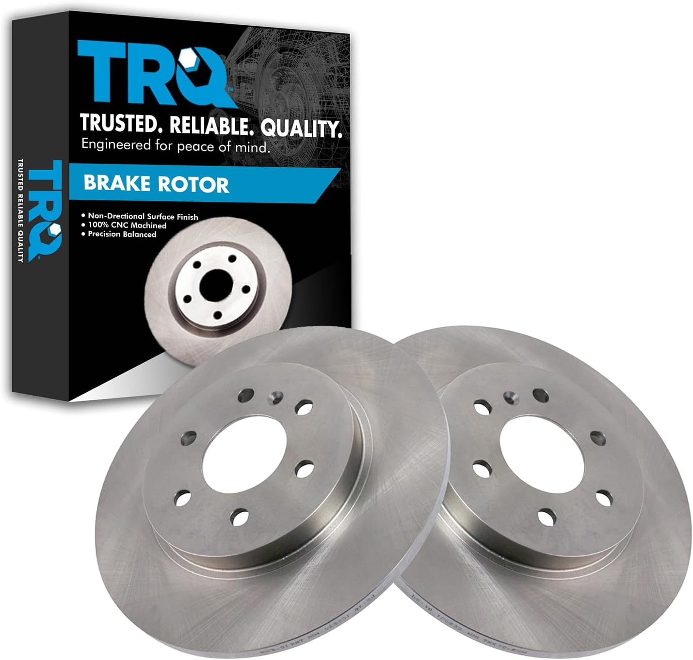 TRQ Rear Brake Rotors Set Solid for Buick Terraza and More