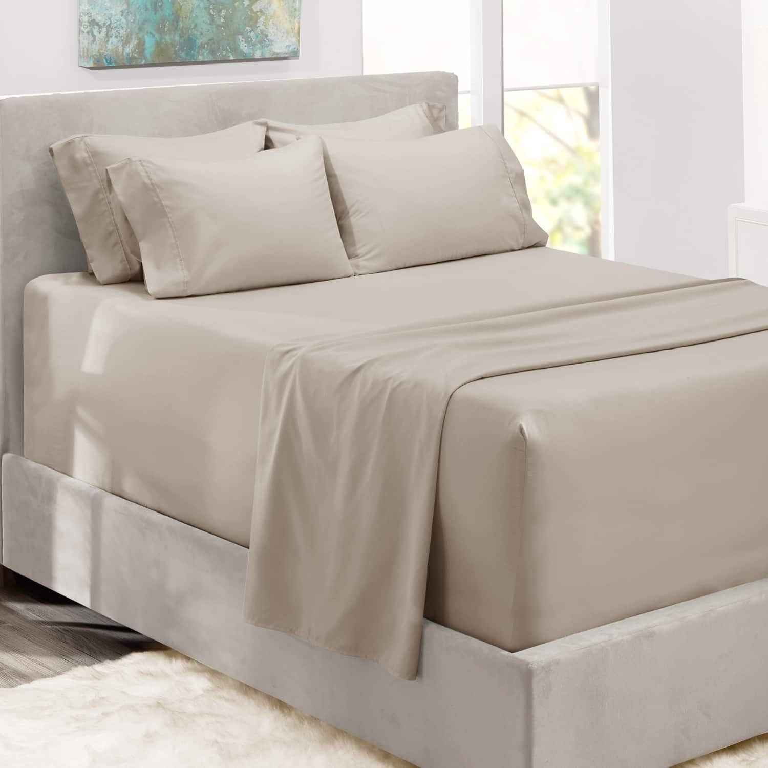 Luxury Soft 6 Piece Bed Sheet Set for Split King Mattresses