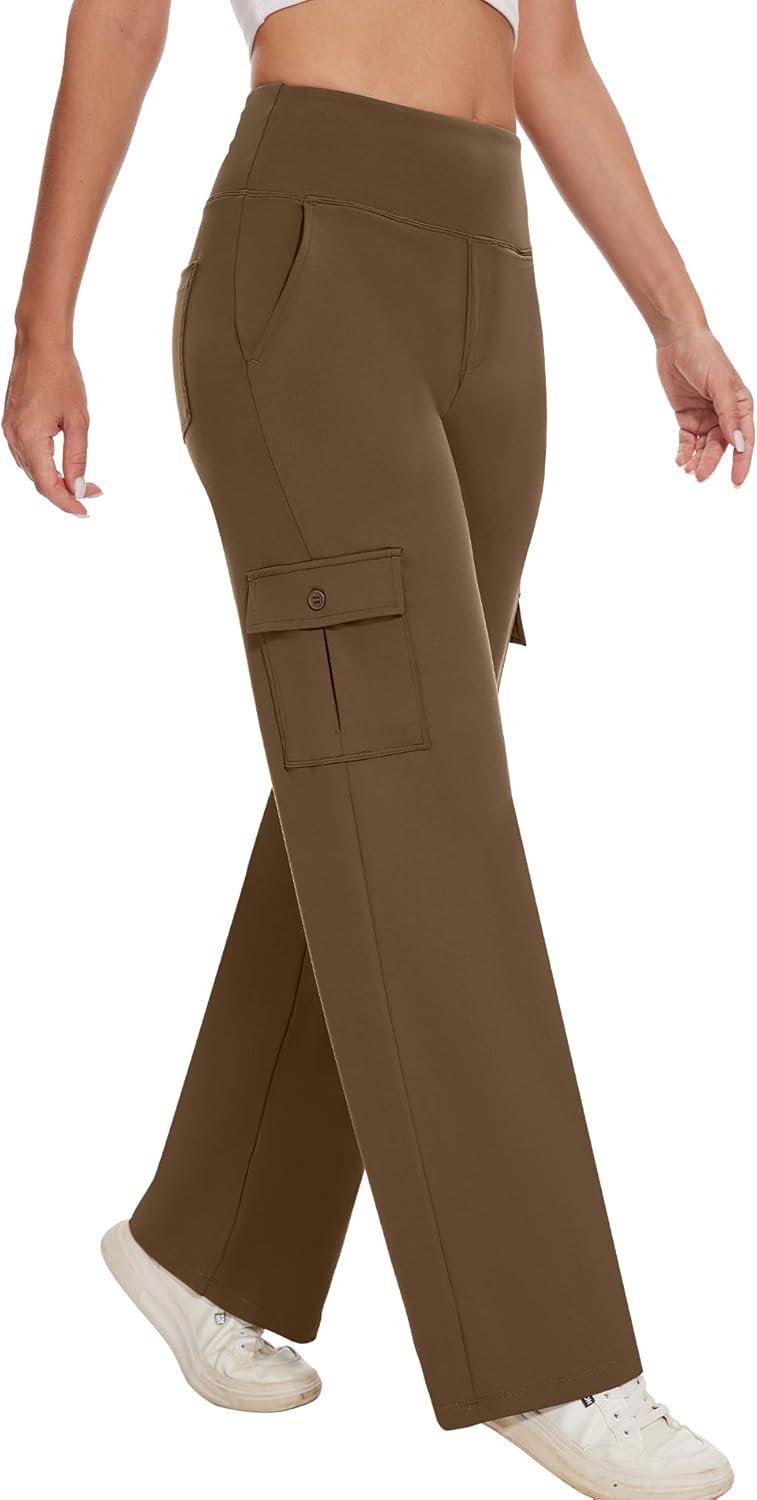 Yoga Cargo Pants Women Wide Leg High Waist Stretch Pants