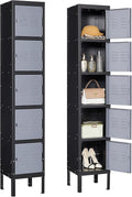 STANI Metal Locker 5-Tier 66 in Tall Lockable Storage - Compact Secure
