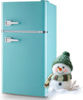 Small Refrigerator with Freezer Double Door Mini Fridge - Compact