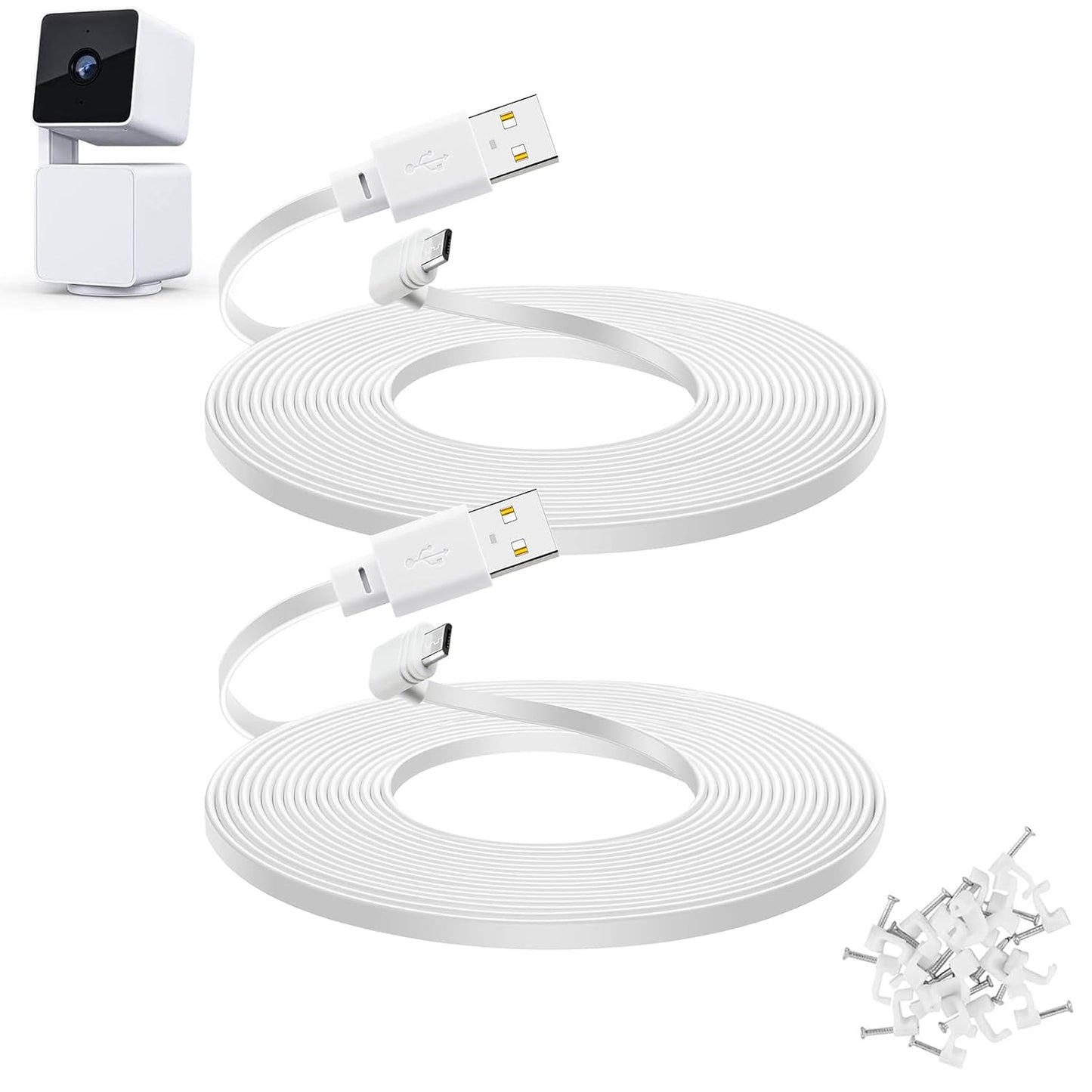 YEAOI 2-Pack 30ft Extension Cable for WYZE Cam Pan V3 - Extended Reach for Outdoor Security