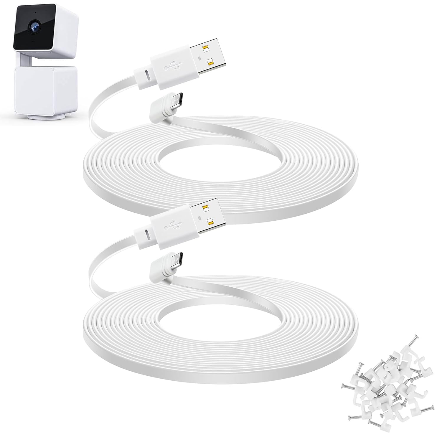 YEAOI 2-Pack 30ft Extension Cable for WYZE Cam Pan V3 - Extended Reach for Outdoor Security